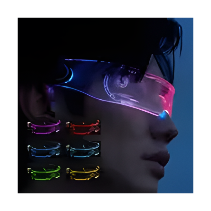 Óculos LED Futurista Neon para Cosplay e Festas