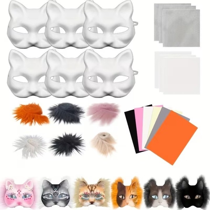 Kit DIY Máscara Furry – Base de Raposa/Gato para Personalização
