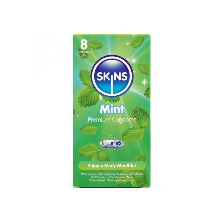 SKINS Mint – Preservativos Premium com Sabor a Menta (Pack 8)