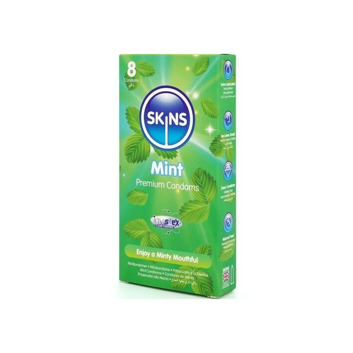 SKINS Mint – Preservativos Premium com Sabor a Menta (Pack 8)