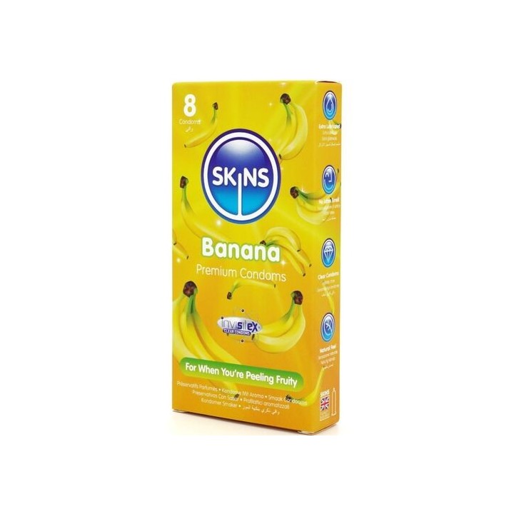 SKINS Banana – Preservativos Premium Sabor a Banana (Pack 8)