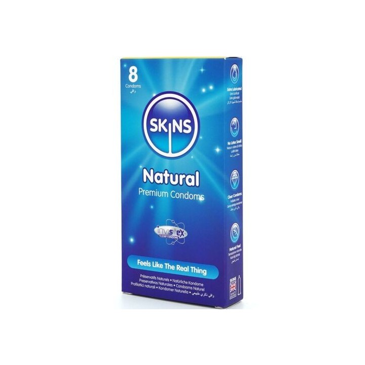 SKINS Natural – Preservativos Premium Ultrafinos (Pack 8)