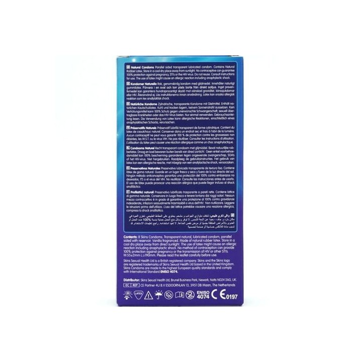 SKINS Natural – Preservativos Premium Ultrafinos (Pack 8)