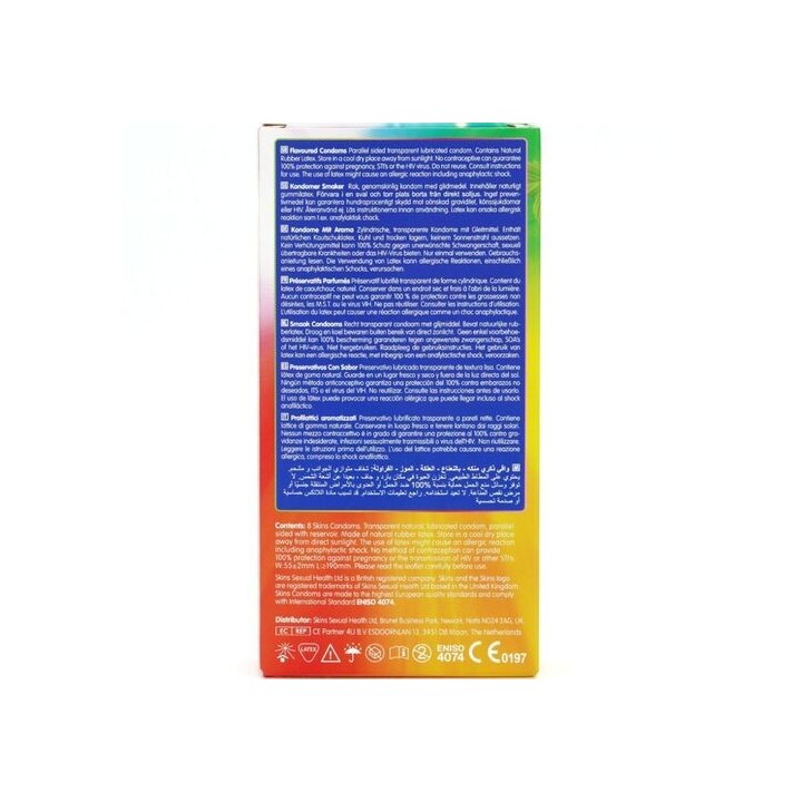 SKINS Flavor – Preservativos Premium Multi-Sabores (Pack 8)