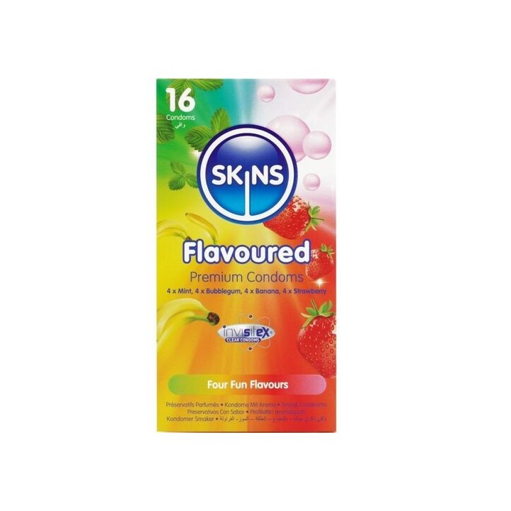 SKINS Flavored – Preservativos Premium Multi Sabores (Pack 16)