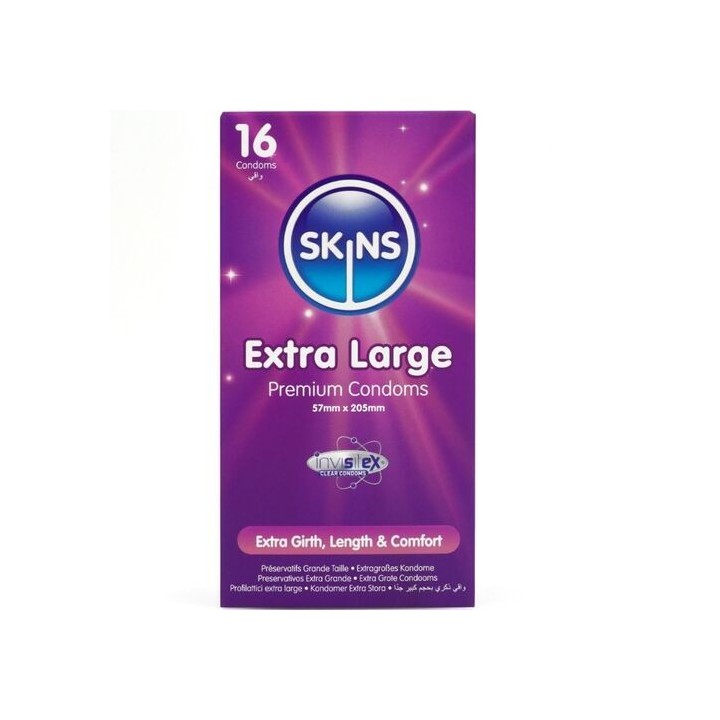 SKINS Extra Large – Preservativos Premium XL (Pack 16)