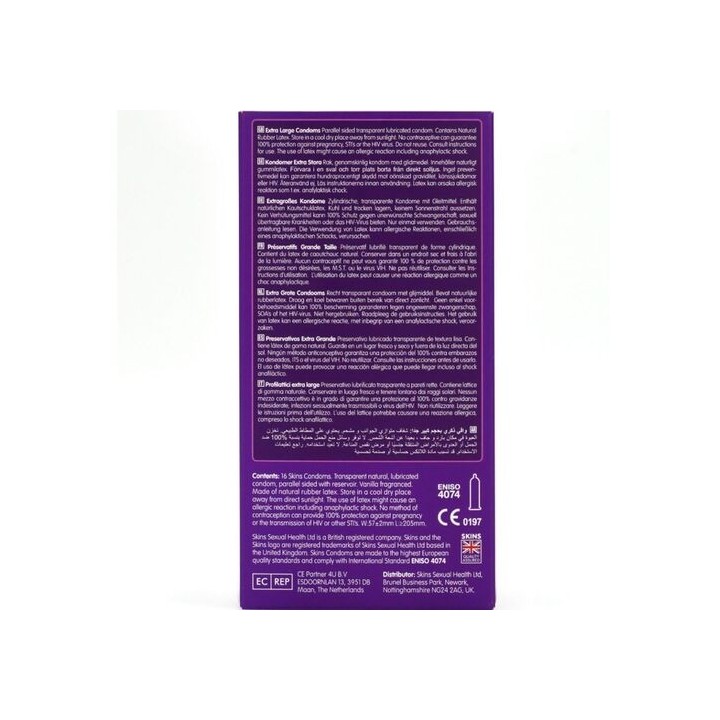SKINS Extra Large – Preservativos Premium XL (Pack 16)
