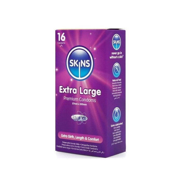 SKINS Extra Large – Preservativos Premium XL (Pack 16)
