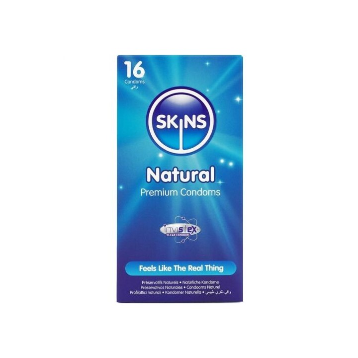 SKINS Natural – Preservativos Premium Naturais (Pack 16)
