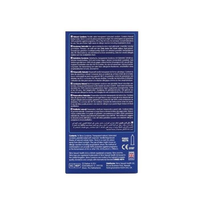 SKINS Natural – Preservativos Premium Naturais (Pack 16)
