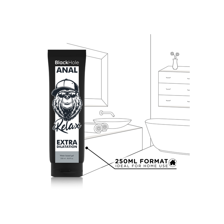 Gel Dilatador Anal Black Hole 250 ml à Base de Água para Relaxamento Intenso