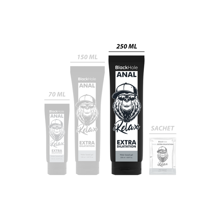 Gel Dilatador Anal Black Hole 250 ml à Base de Água para Relaxamento Intenso