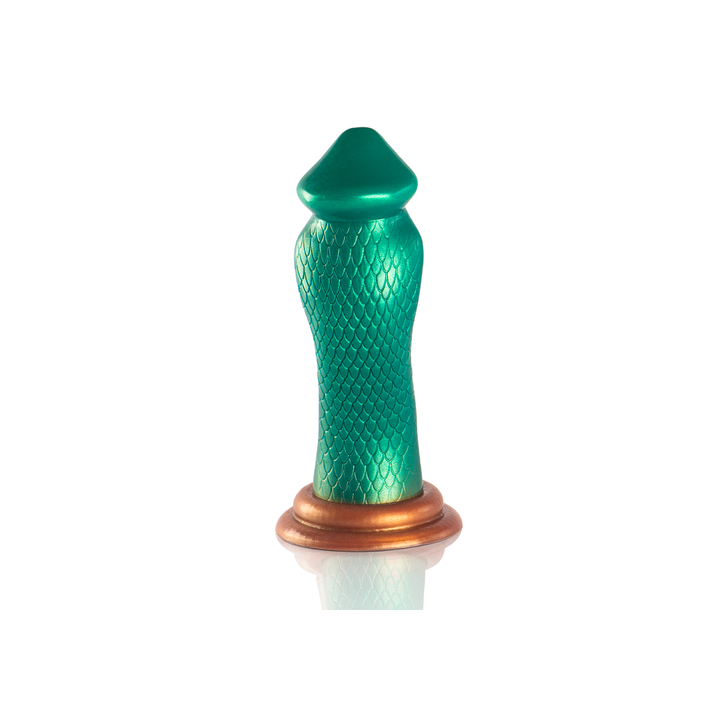 ALT 1: vibrador python silicone, glande suave 60 mm, espessamento 64 mm, corpo ergonómico, base larga 90 mm