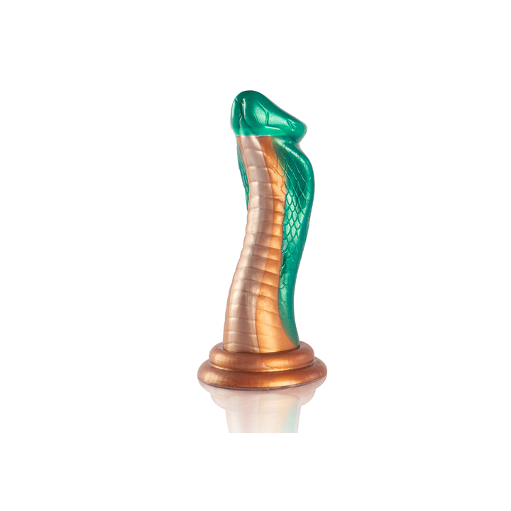ALT 1: vibrador python silicone, glande suave 60 mm, espessamento 64 mm, corpo ergonómico, base larga 90 mm