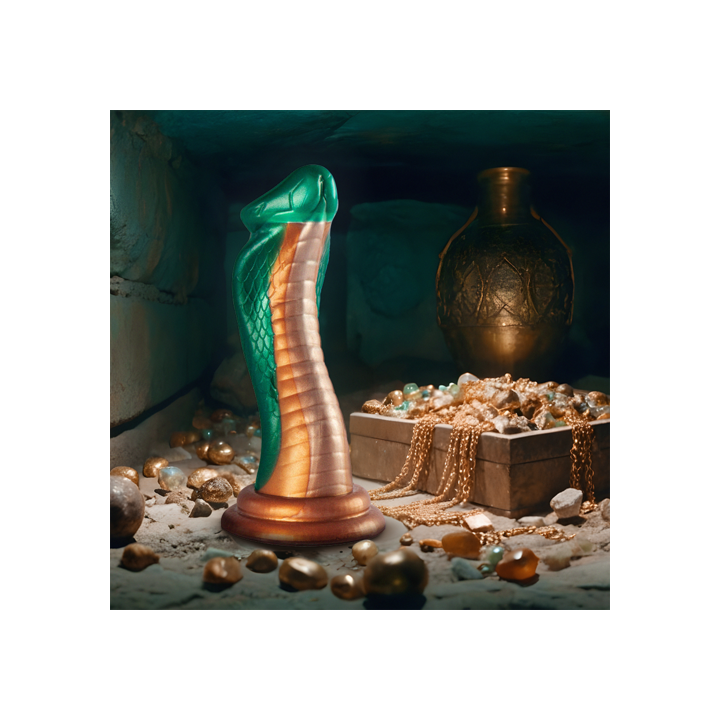 ALT 4: dildo python silicone, espessamento acentuado, secção pré base 50 mm, acabamento suave