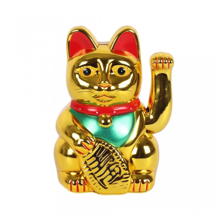 Gato da Sorte Dourado - 15cm | Amuletos & Símbolos Animais