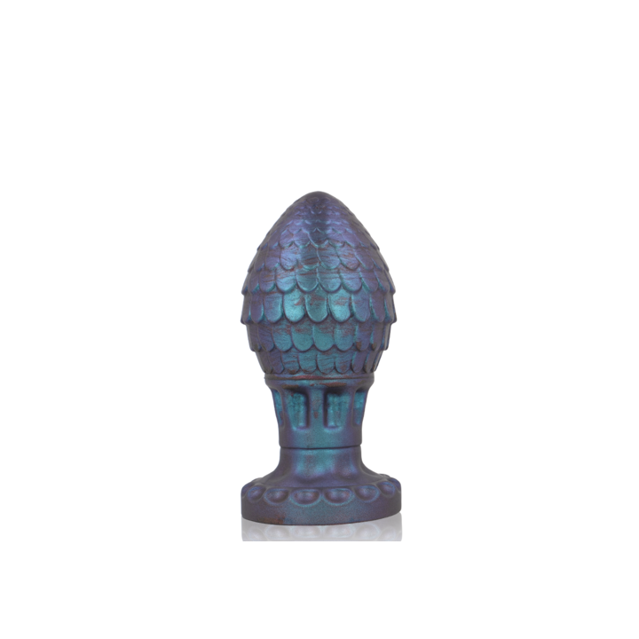 plug anal silicone, forma ovo dragão, textura estimulante, base larga