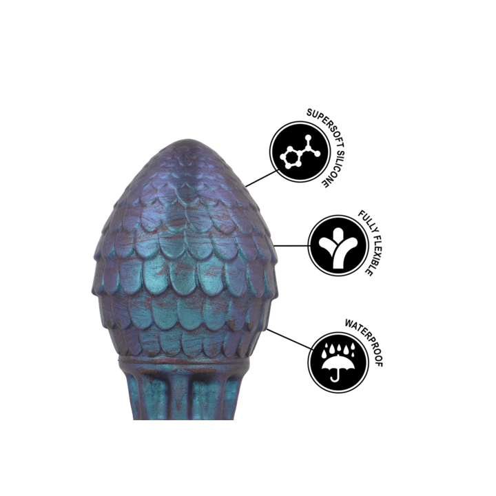 plug anal Vrakos, silicone médico, design ergonómico, textura dragão