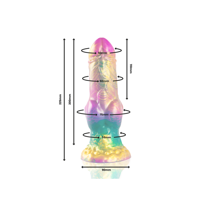 dildo silicone, glande suave, espessamento 75 mm, testículos detalhados